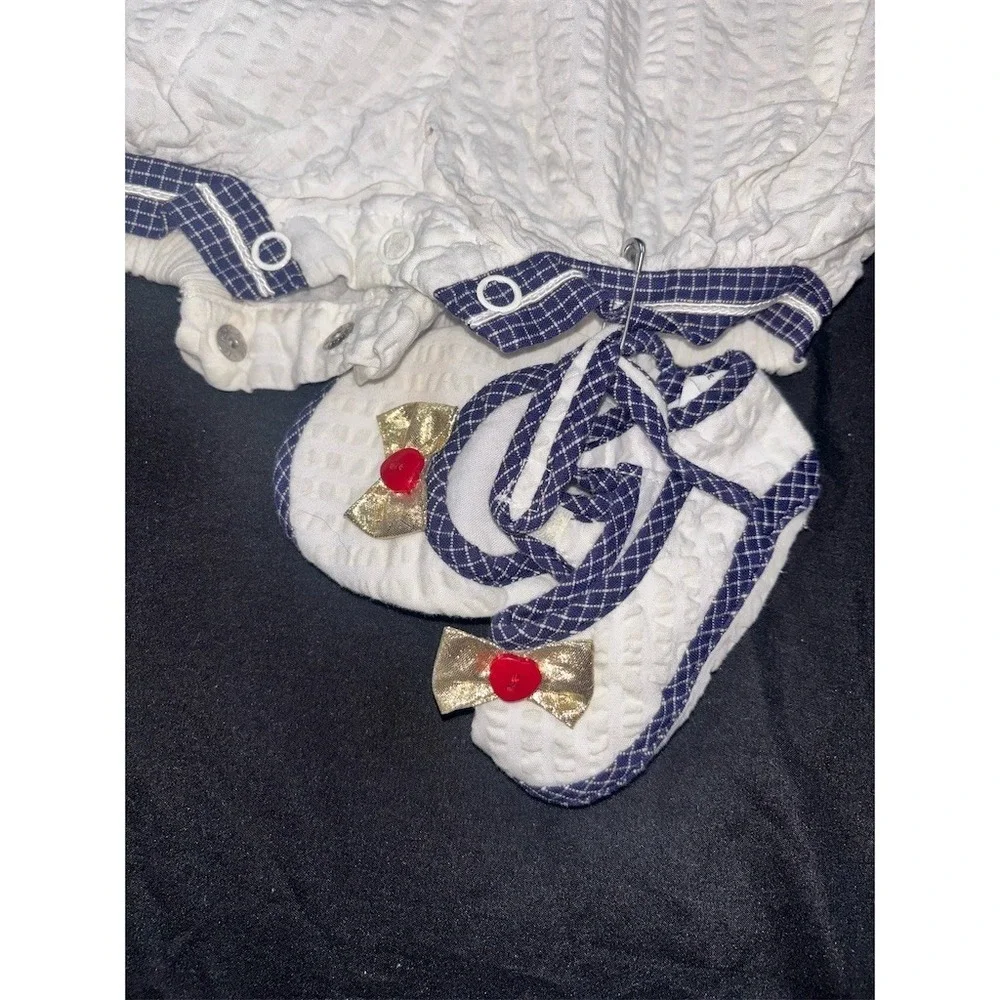 Punky's Kidz USA Baby Girls Sailor Romper & Booties 2-Piece Set seersucker 0-3M